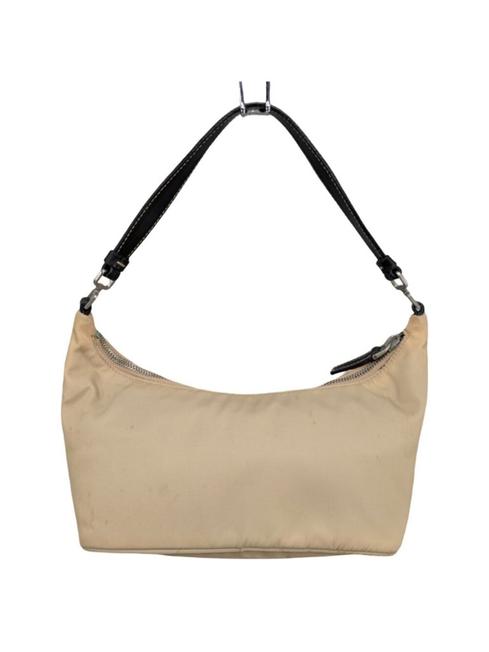 Vtg Prada Tessuto Sirio Mini Shoulder Bag Beige Nylon BR1267 Y2K Hobo Purse - Picture 2 of 13
